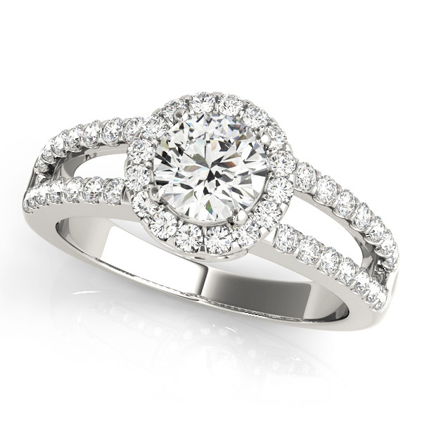 Engagement Ring with Round Diamond Center Stone